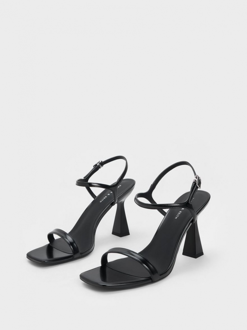 Charles & Keith Square Kappe Trapeze Sandalen Absatz Schwarz | 047CEKGLS