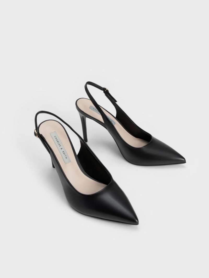 Charles & Keith Stiletto Heel Slingback Pumps Schwarz | 952SQGKFO