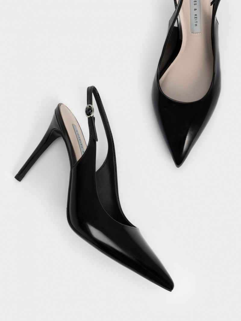 Charles & Keith Stiletto Heel Slingback Pumps Schwarz | 132LTQXKJ