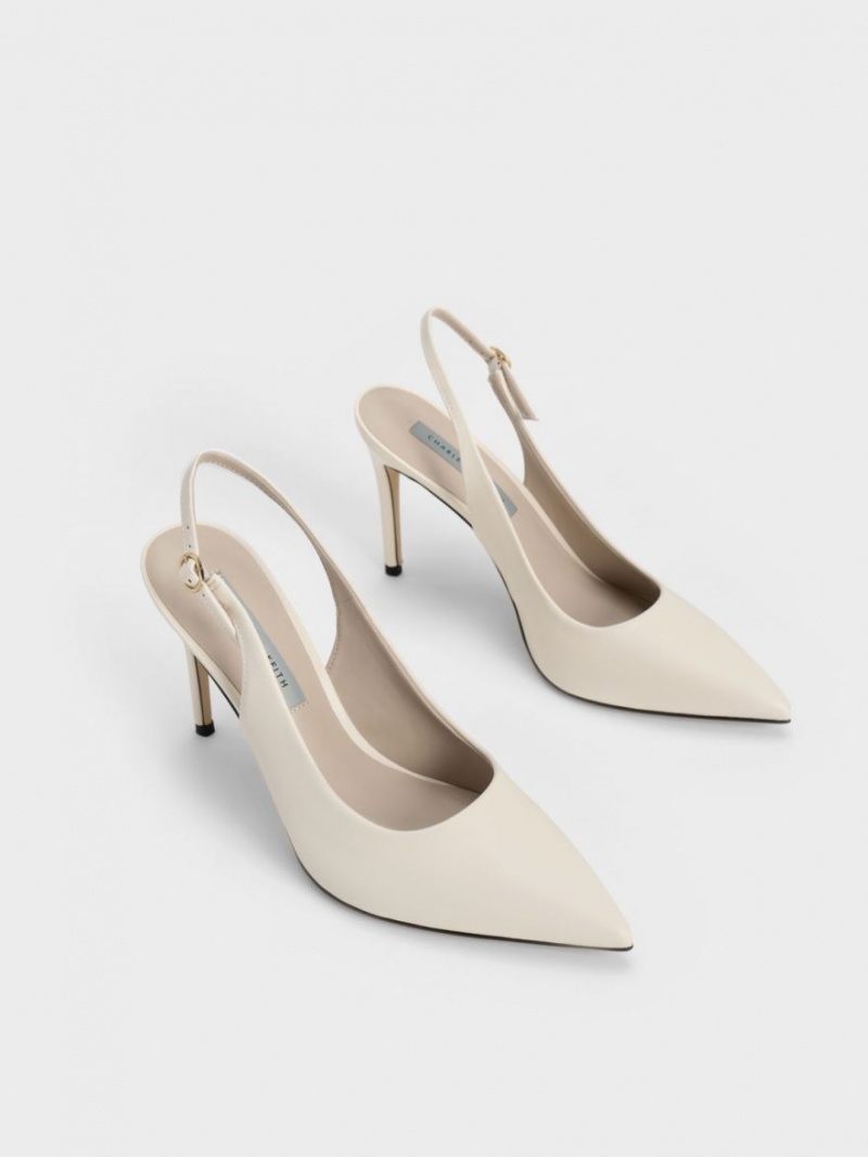 Charles & Keith Stiletto Heel Slingback Pumps Weiß | 861FCTSHG