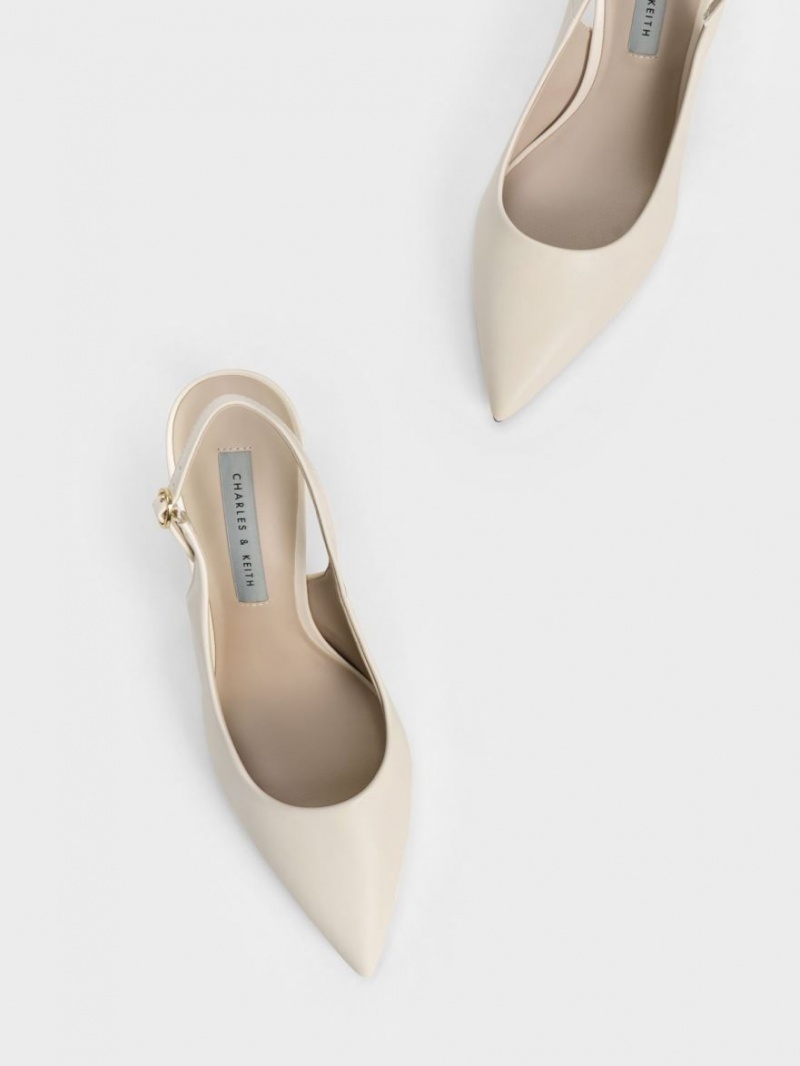 Charles & Keith Stiletto Heel Slingback Pumps Weiß | 861FCTSHG