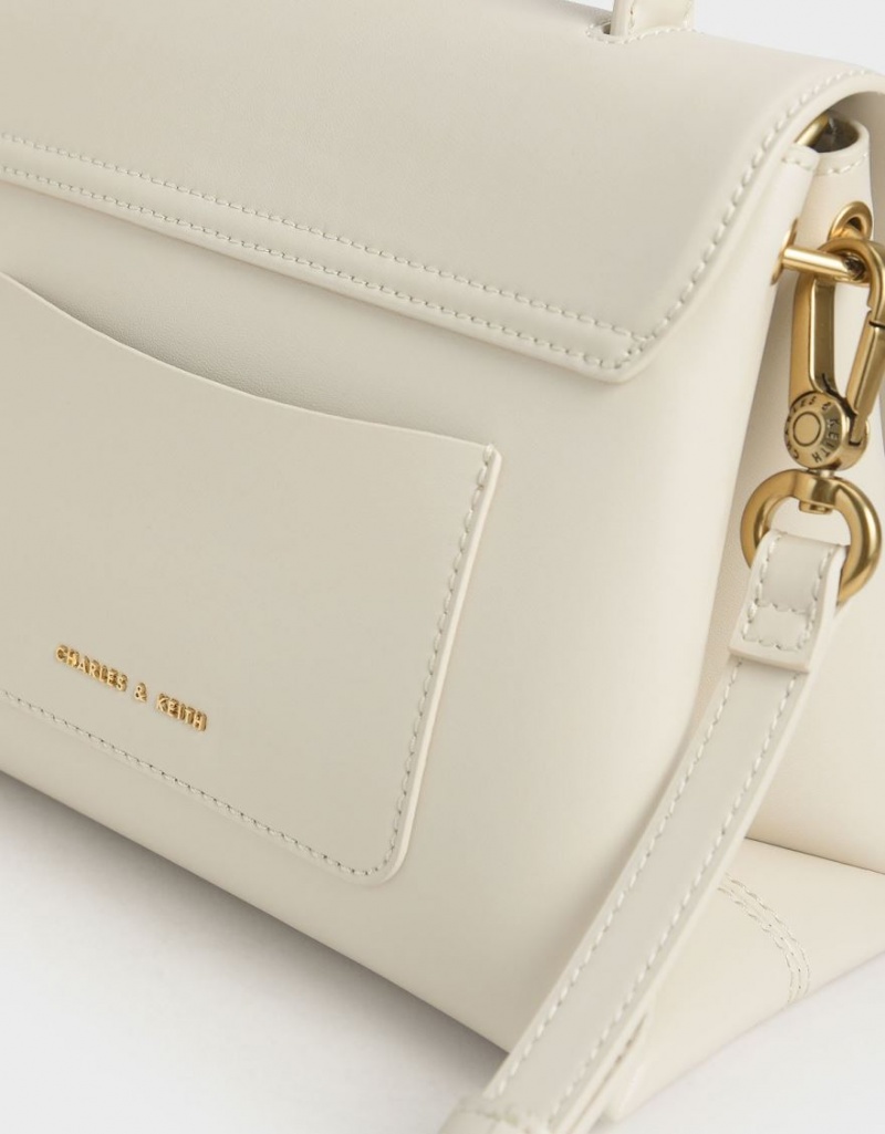 Charles & Keith Stone-Embellished Handtasche Weiß | 173EXWLNJ