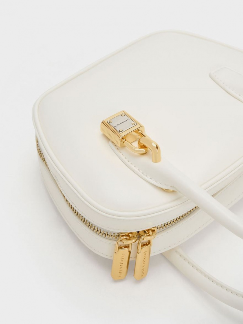 Charles & Keith Suki Padlock Tragetaschen Weiß | 906ETKYZU