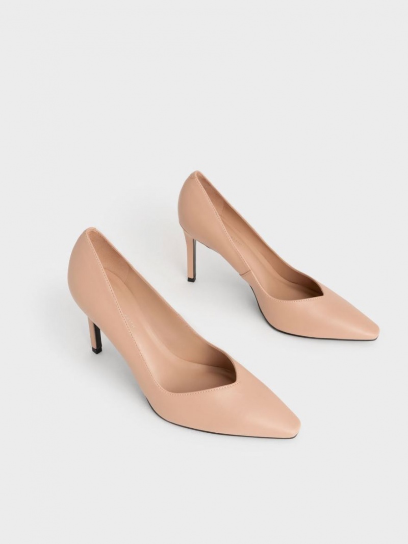 Charles & Keith Tapered Square-Kappe Pumps Beige | 928YZJDAS