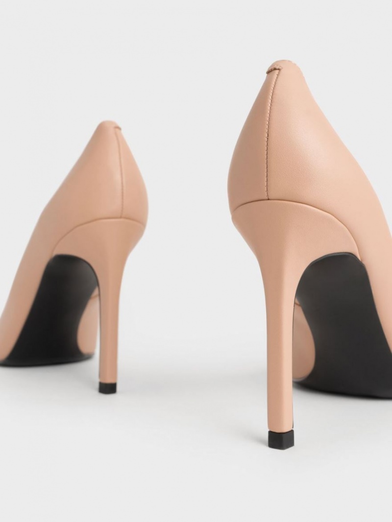 Charles & Keith Tapered Square-Kappe Pumps Beige | 928YZJDAS