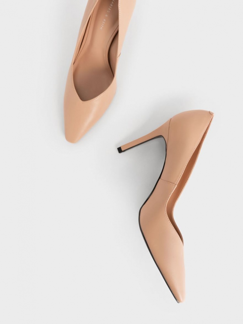 Charles & Keith Tapered Square-Kappe Pumps Beige | 928YZJDAS