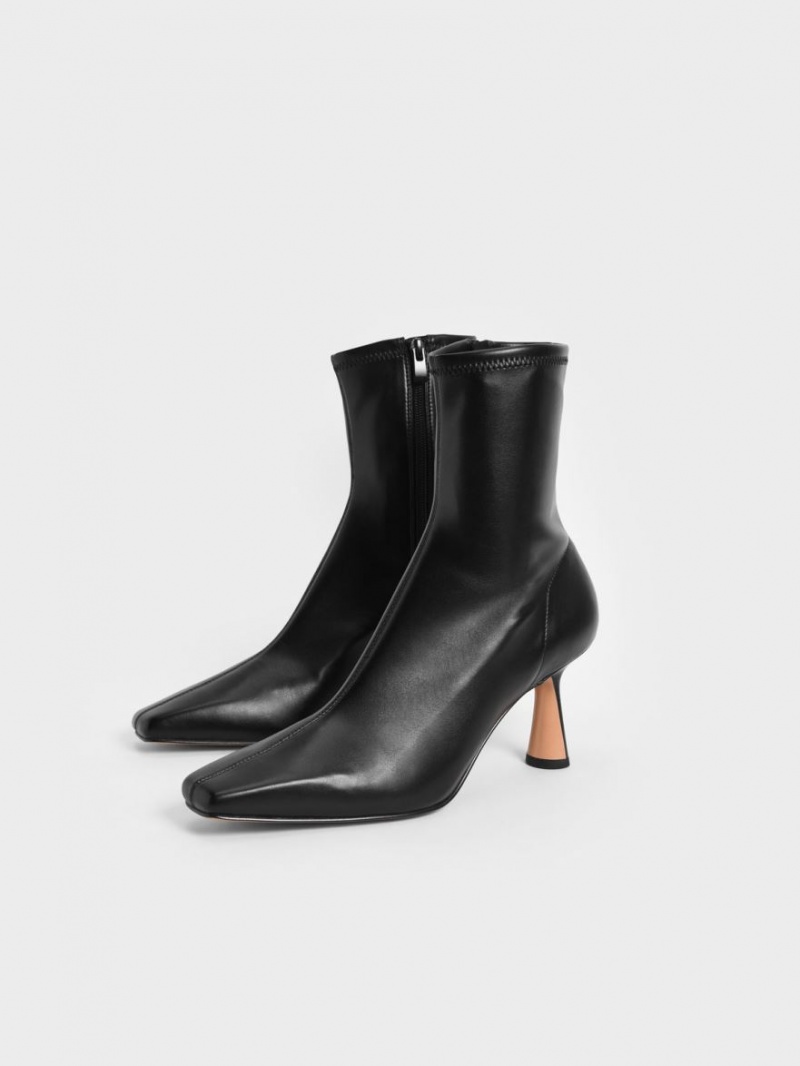 Charles & Keith Tapered Square-Kappe Stiefeletten Schwarz | 345AVGDYJ