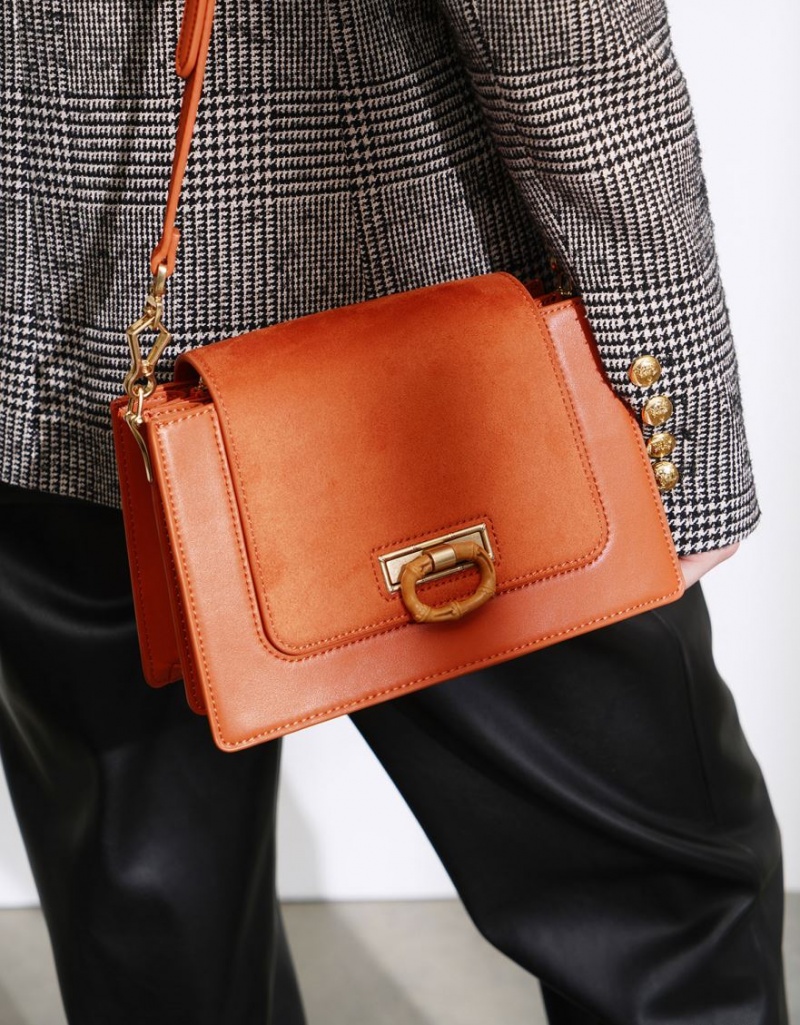 Charles & Keith Textured Crossbody Taschen Orange | 316MTUOIL