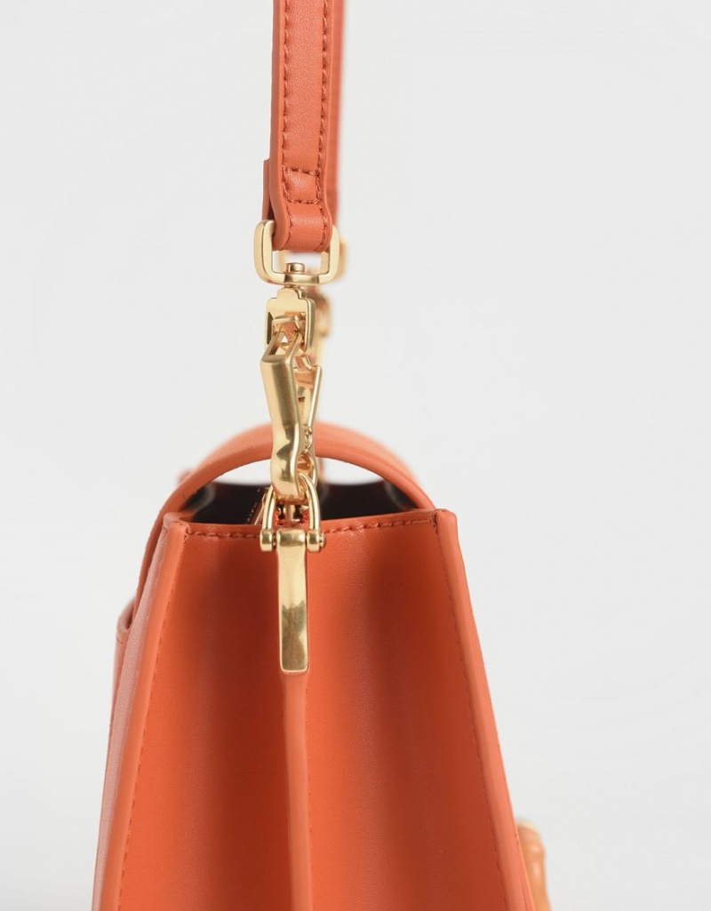 Charles & Keith Textured Crossbody Taschen Orange | 316MTUOIL