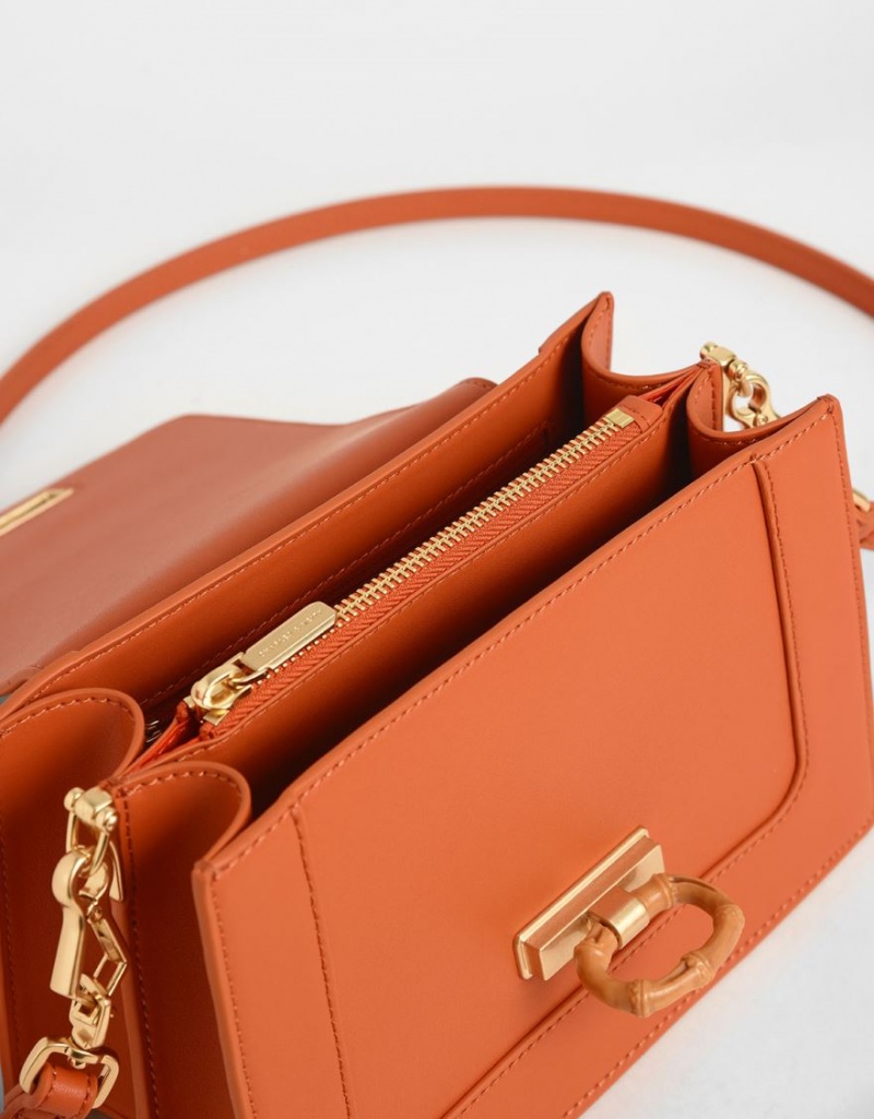 Charles & Keith Textured Crossbody Taschen Orange | 316MTUOIL