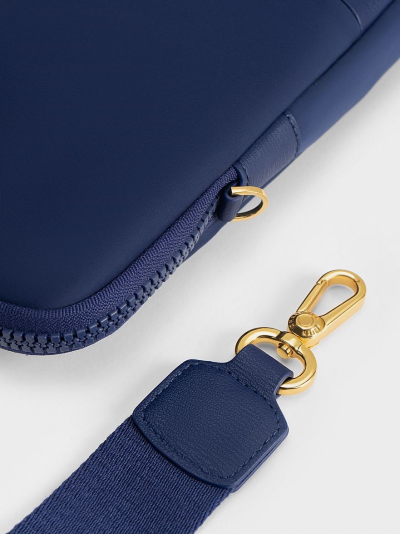 Charles & Keith Textured Laptop Tragetaschen Navy | 742MOGAVD