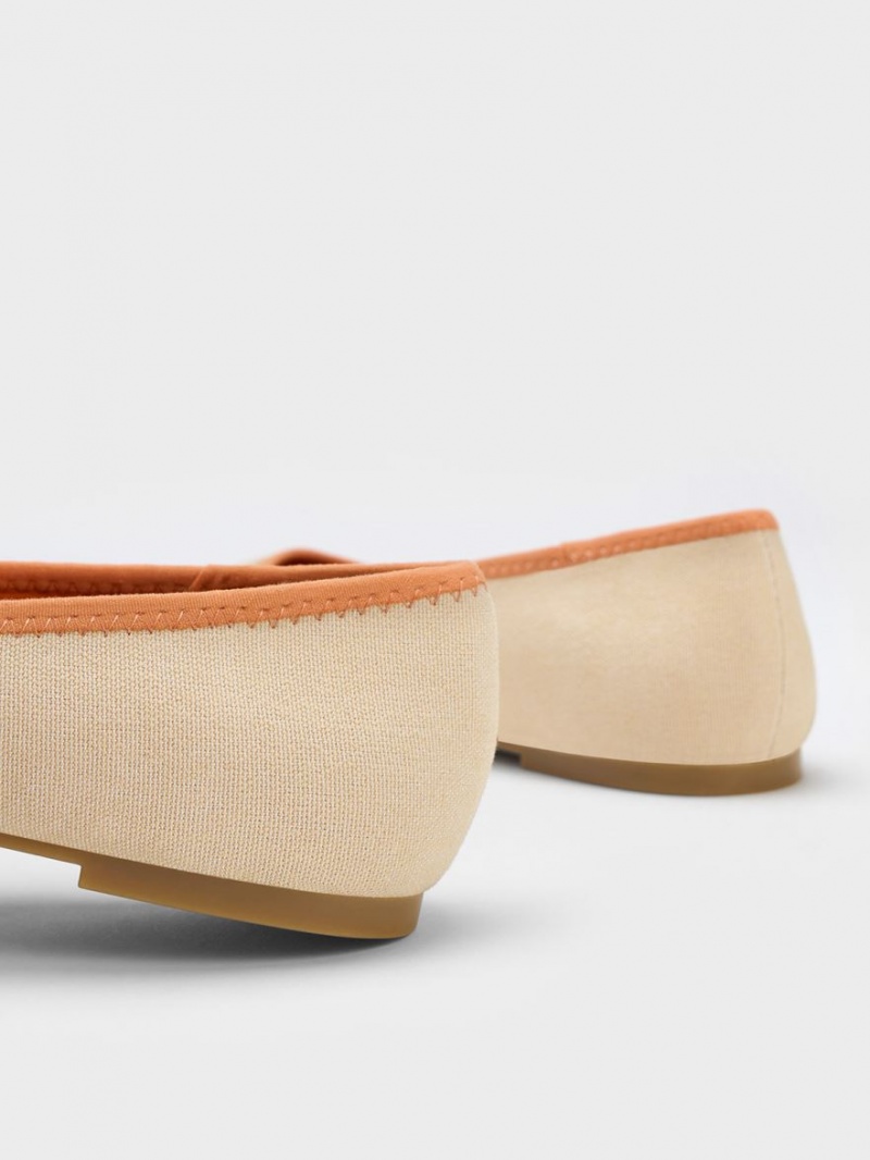 Charles & Keith Tie-Around Canvas Ballerinas Orange | 904LBYKFT