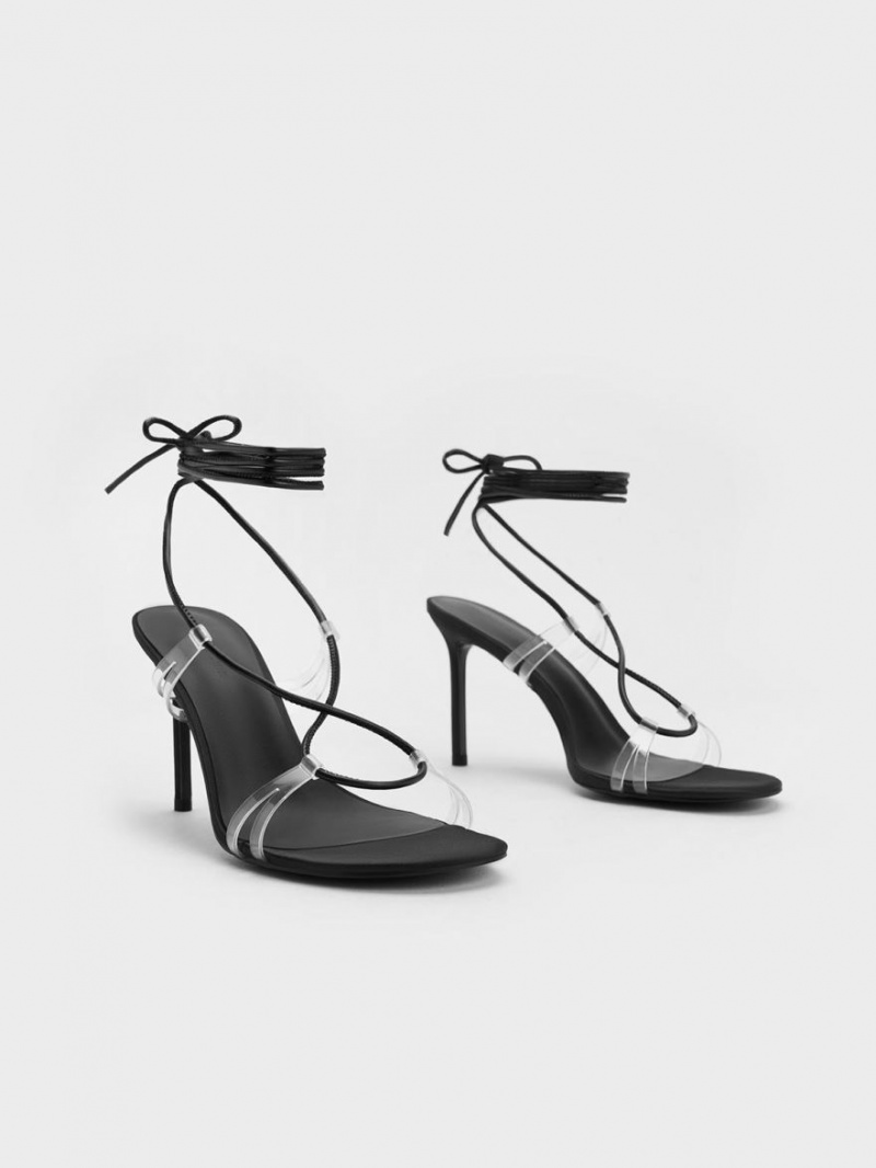 Charles & Keith Tie-Around Sandalen Absatz Schwarz | 614CXKMHD