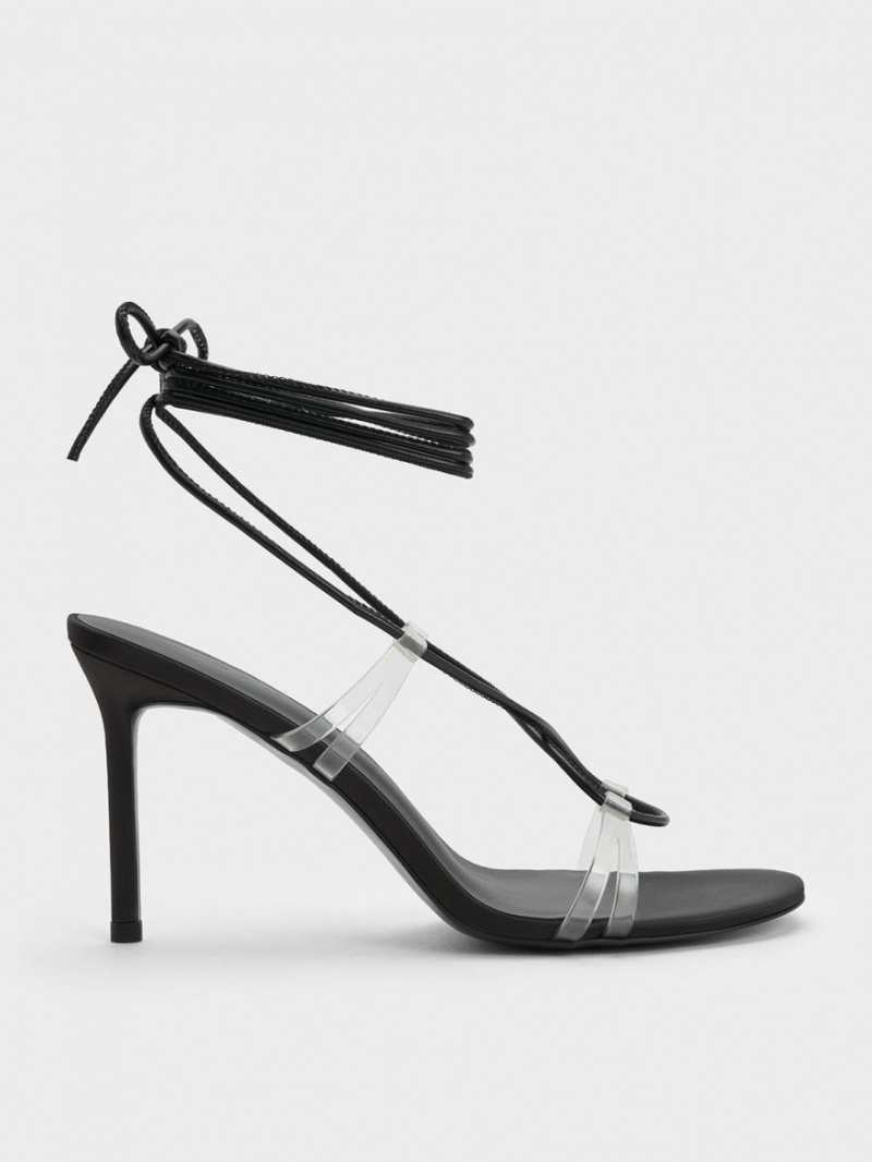 Charles & Keith Tie-Around Sandalen Absatz Schwarz | 614CXKMHD