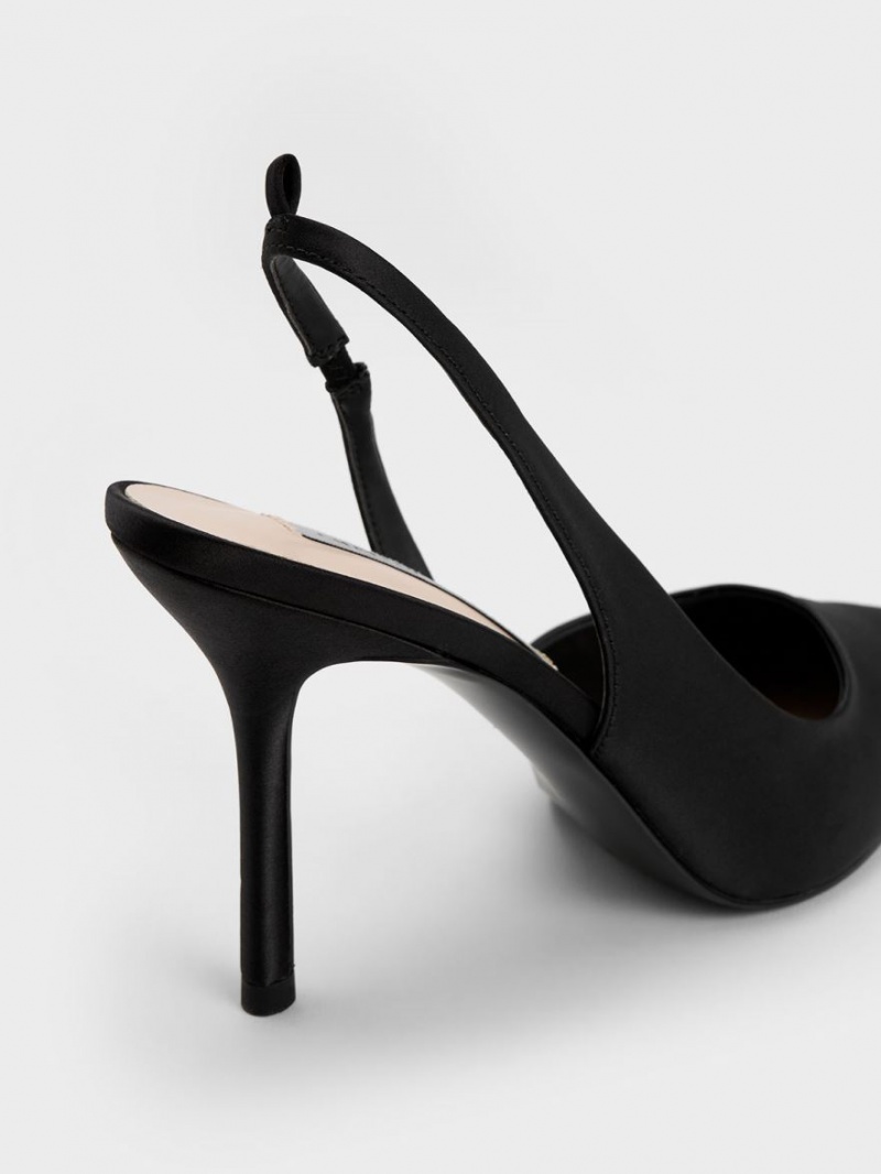 Charles & Keith Tie-Around Slingback Pumps Schwarz | 854BMUGTH