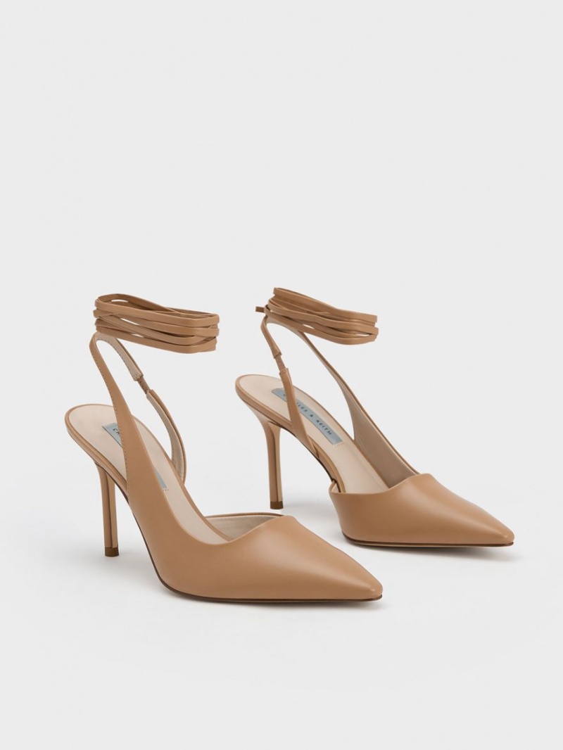 Charles & Keith Tie-Around Slingback Pumps Braun | 502VFIYMR