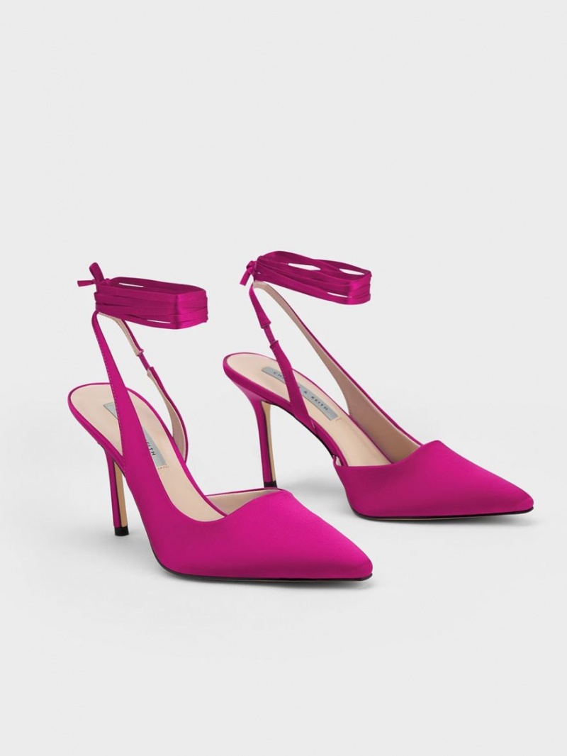 Charles & Keith Tie-Around Slingback Pumps Fuchsie | 435LQGORT