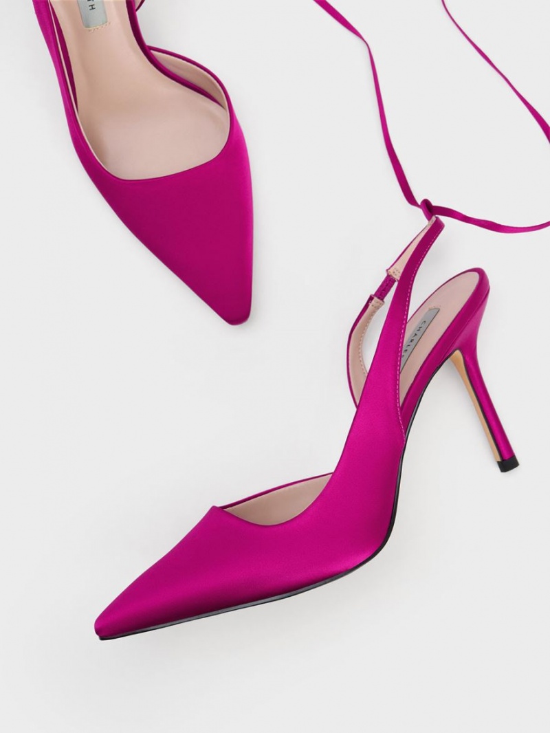 Charles & Keith Tie-Around Slingback Pumps Fuchsie | 435LQGORT