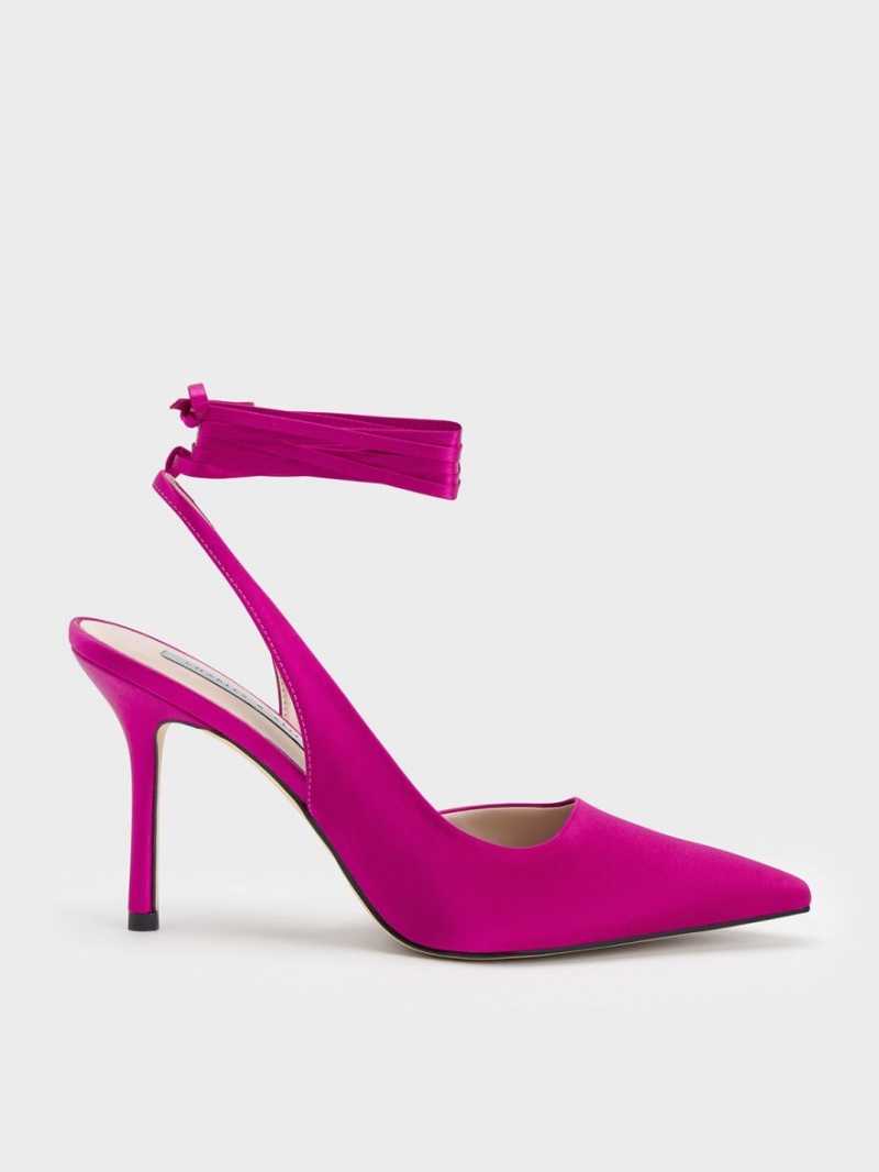 Charles & Keith Tie-Around Slingback Pumps Fuchsie | 435LQGORT