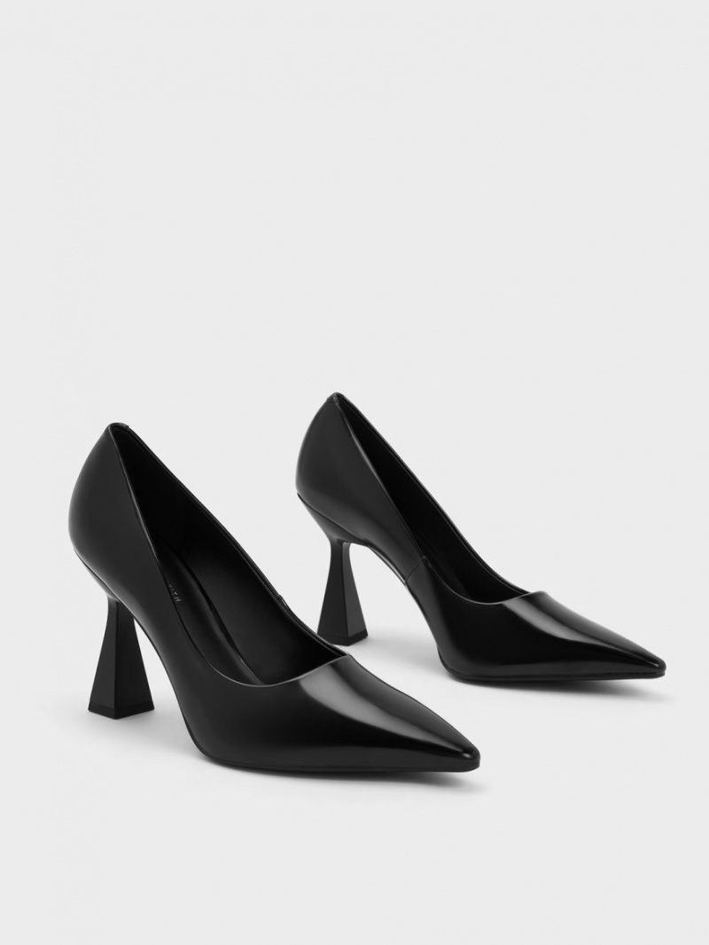 Charles & Keith Trapeze Heel Pointed-Kappe Pumps Schwarz | 815NBECXV