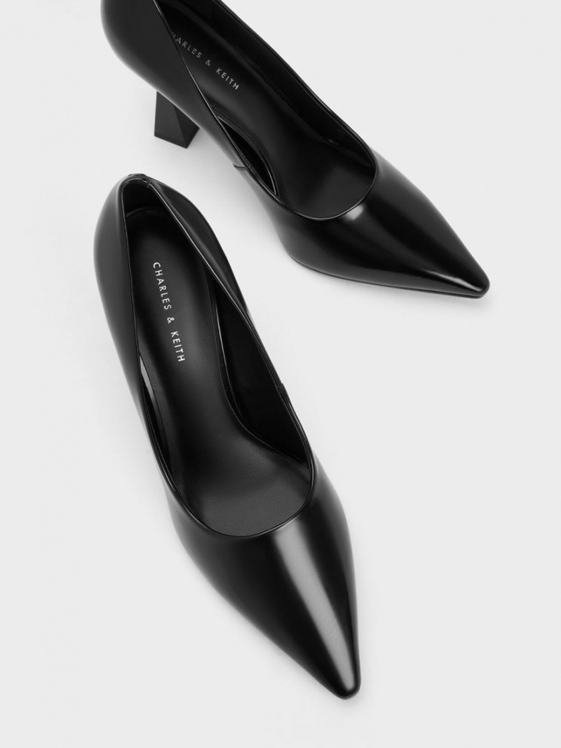 Charles & Keith Trapeze Heel Pointed-Kappe Pumps Schwarz | 815NBECXV