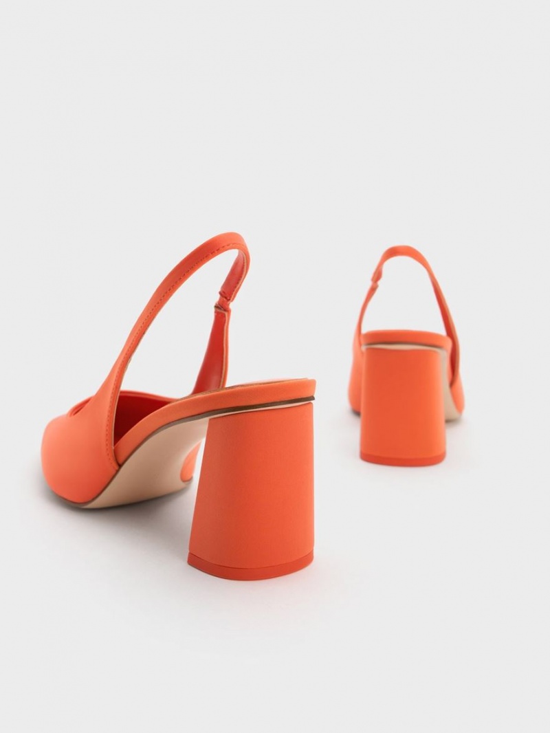 Charles & Keith Trapeze Heel Slingback Pumps Orange | 591ZBEVTF