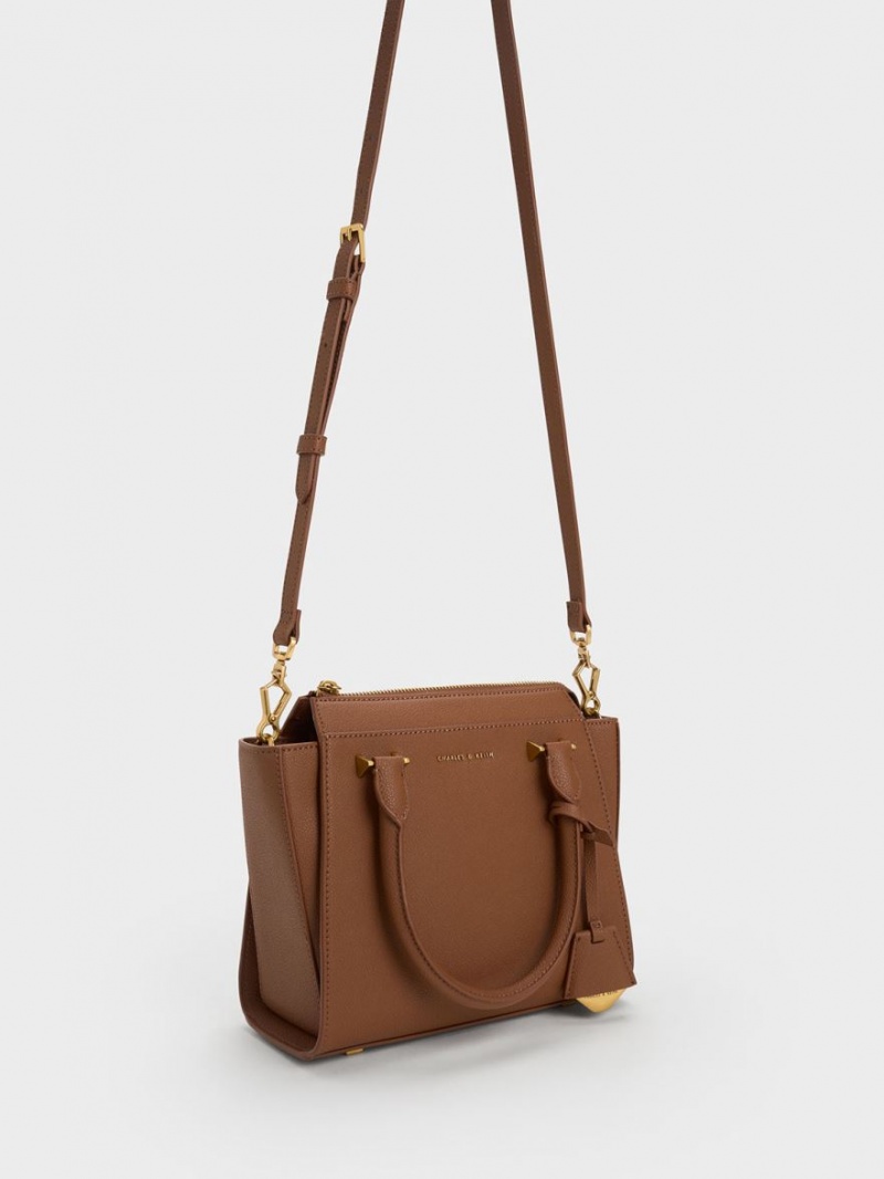 Charles & Keith Trapeze Tragetaschen Schokolade | 267WGNHIO