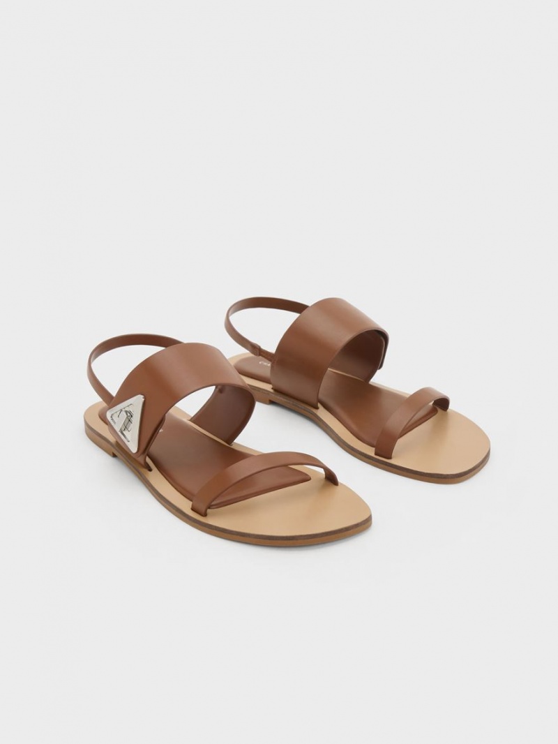 Charles & Keith Trice Double Riemchensandalen Braun | 672UBAQZX