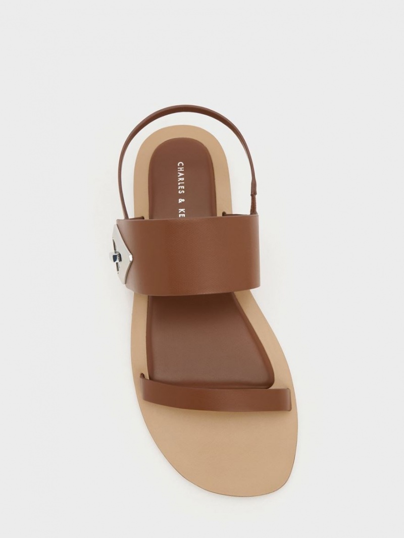 Charles & Keith Trice Double Riemchensandalen Braun | 672UBAQZX