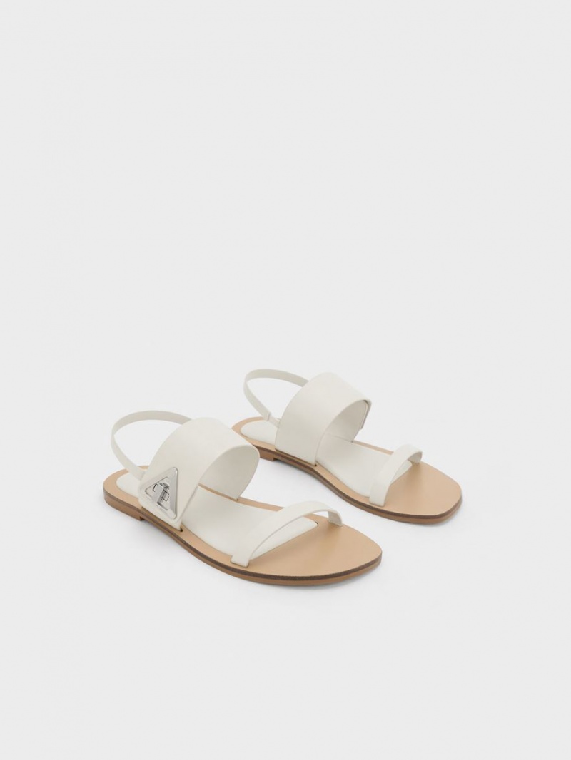 Charles & Keith Trice Double Riemchensandalen Weiß | 617DKUNYO