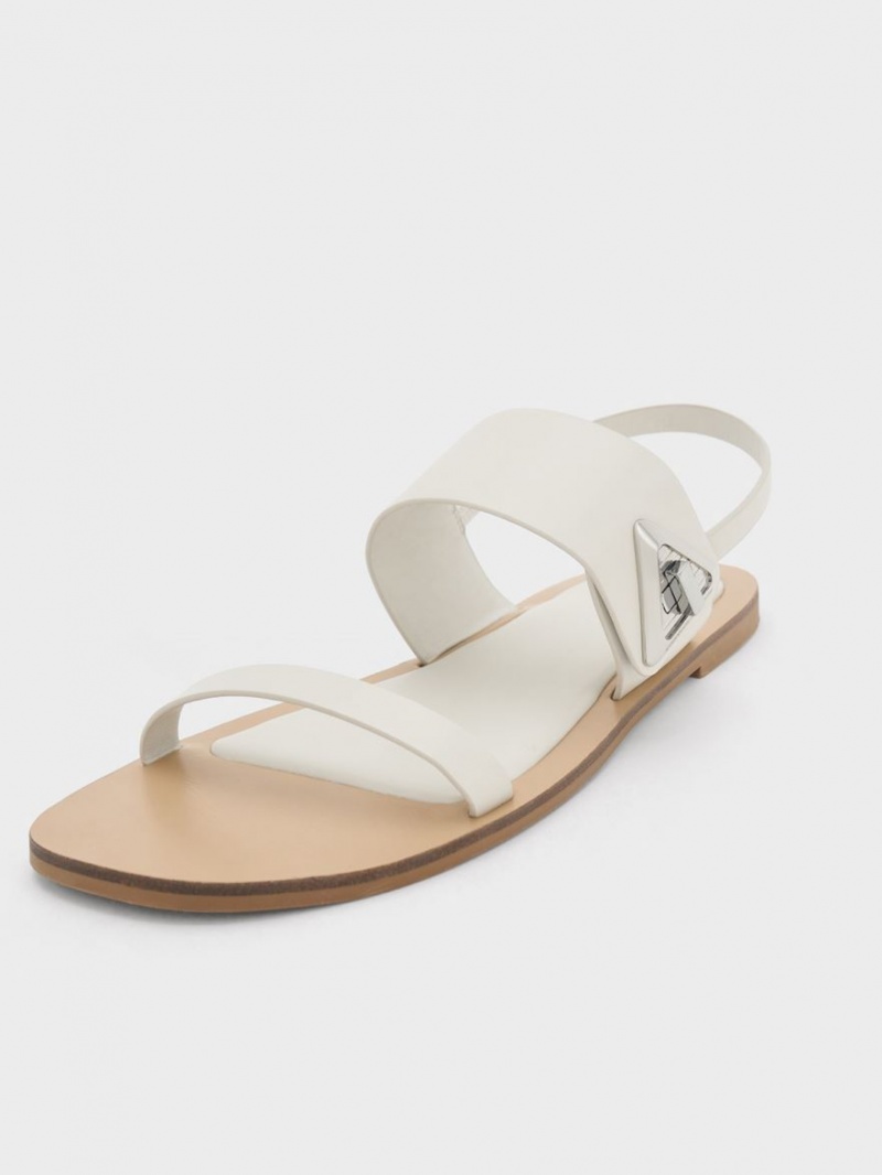 Charles & Keith Trice Double Riemchensandalen Weiß | 617DKUNYO