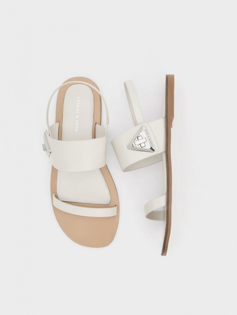 Charles & Keith Trice Double Riemchensandalen Weiß | 617DKUNYO