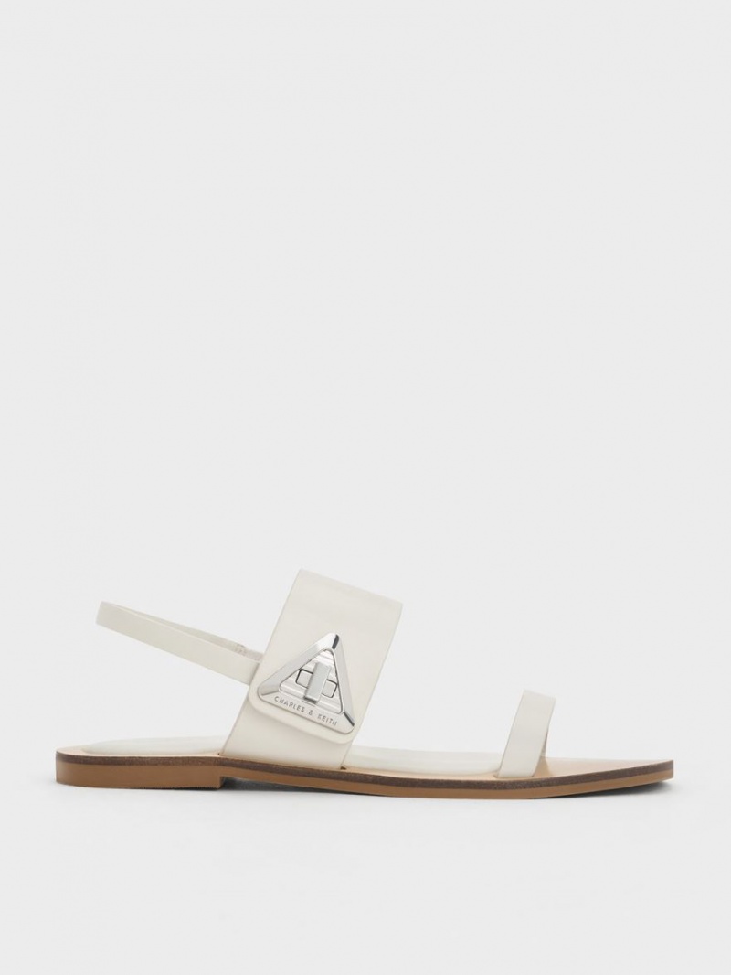 Charles & Keith Trice Double Riemchensandalen Weiß | 617DKUNYO