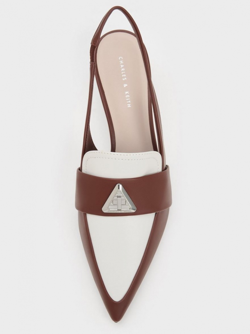 Charles & Keith Trice Metallic Accent Pointed-Kappe Slingback Pumps Braun | 853DAKRTF