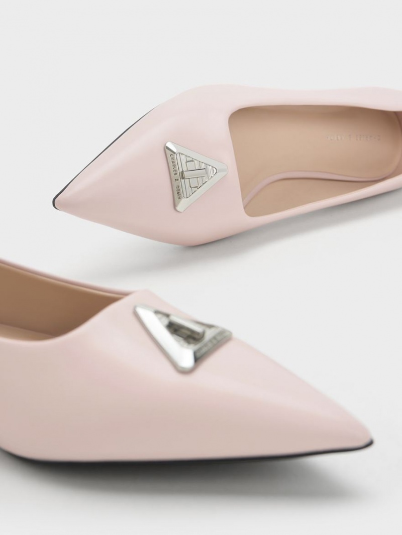 Charles & Keith Trice Metallic Accent Pointed-Kappe Flache Schuhe Rosa | 143OSETHD