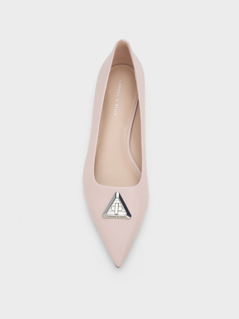 Charles & Keith Trice Metallic Accent Pointed-Kappe Flache Schuhe Rosa | 143OSETHD