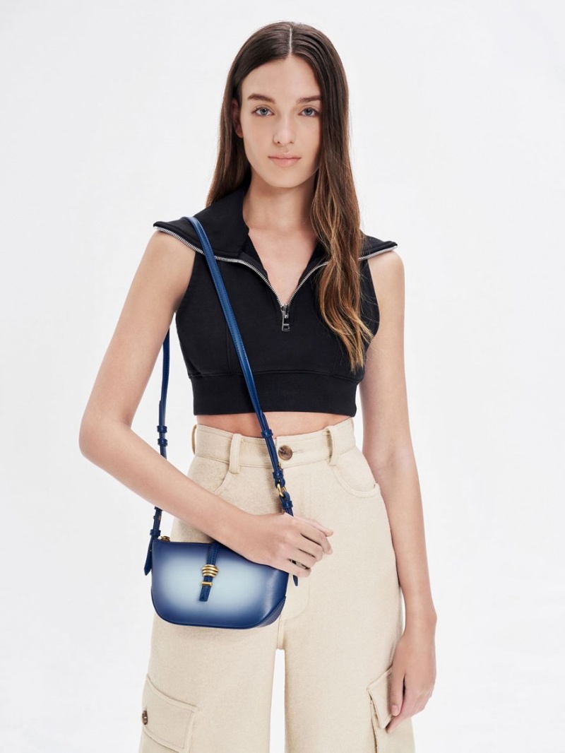 Charles & Keith Trudy Ombre Belted Geometric Schultertaschen Navy | 893BIFKAX