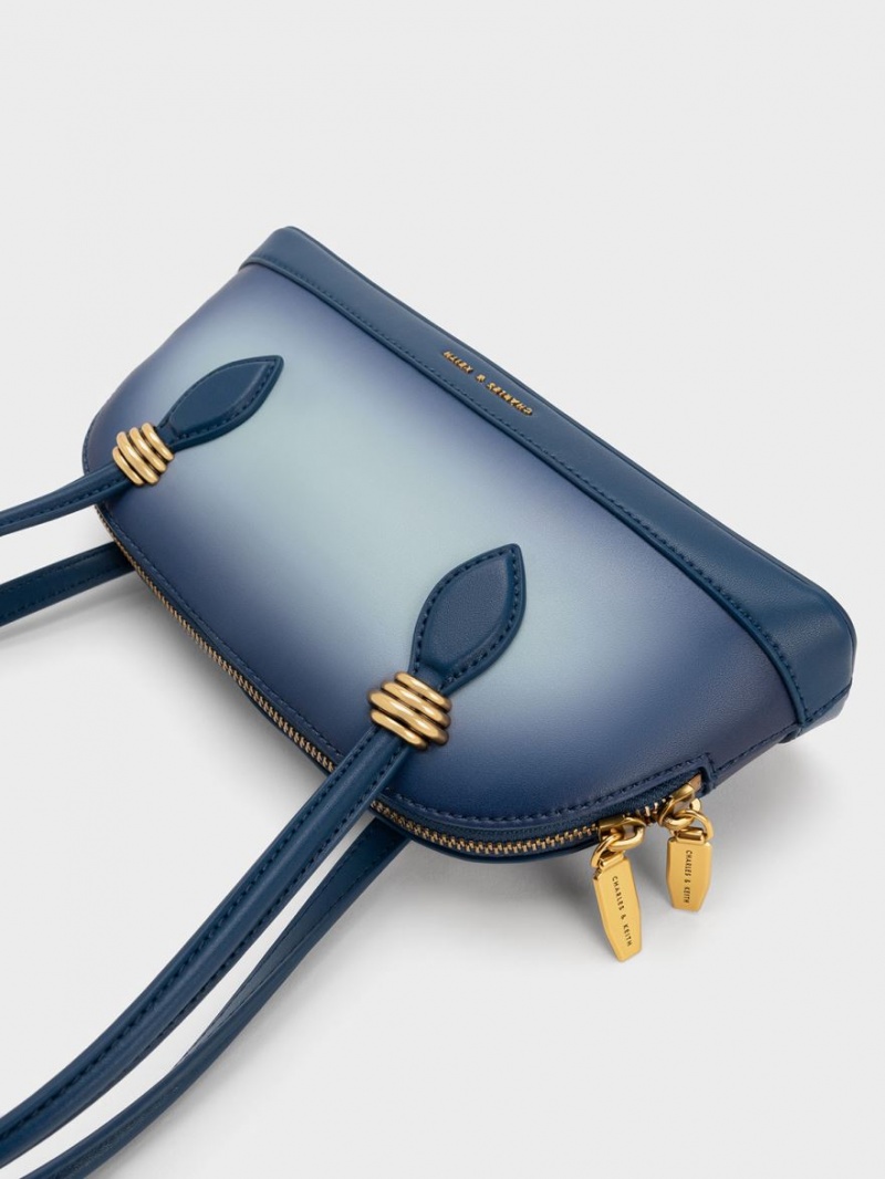 Charles & Keith Trudy Ombre Elongated Handle Schultertaschen Navy | 187YPSMJU