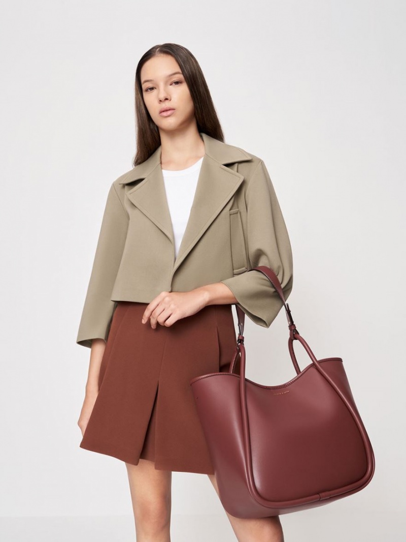 Charles & Keith Tubular Slouchy Tragetaschen Schokolade | 056UIEGSB