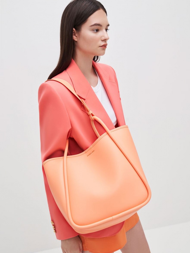 Charles & Keith Tubular Slouchy Tragetaschen Orange | 253NDBLRW