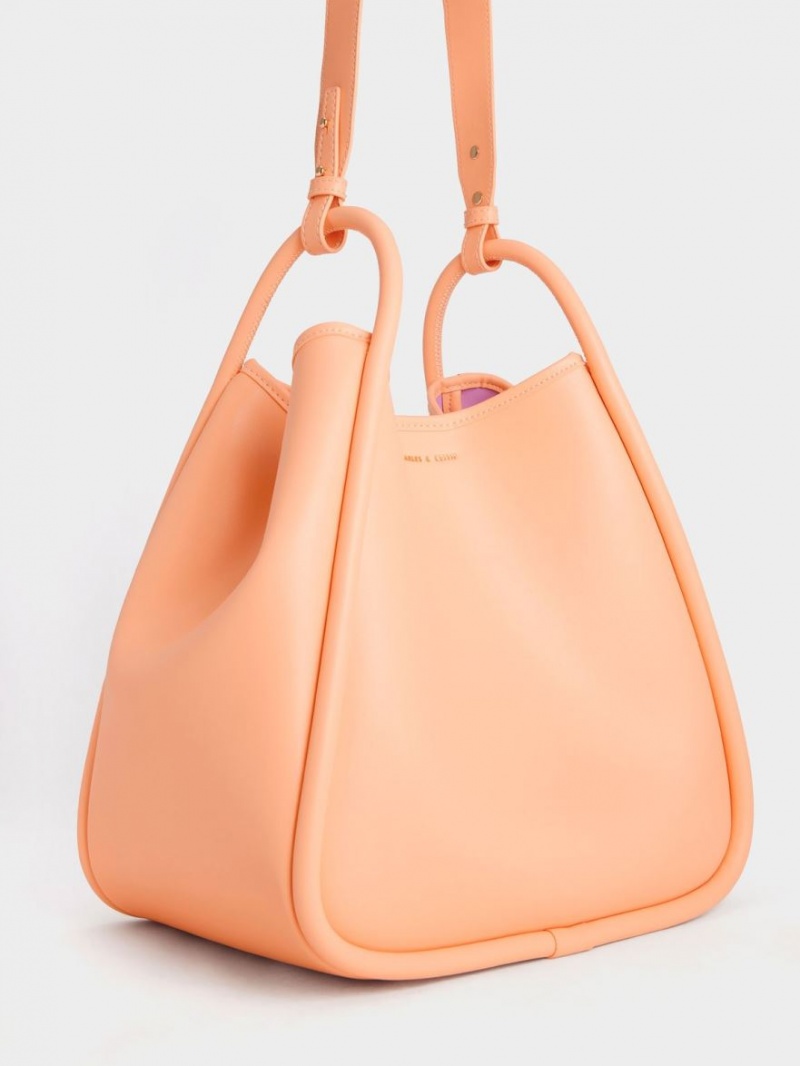 Charles & Keith Tubular Slouchy Tragetaschen Orange | 253NDBLRW