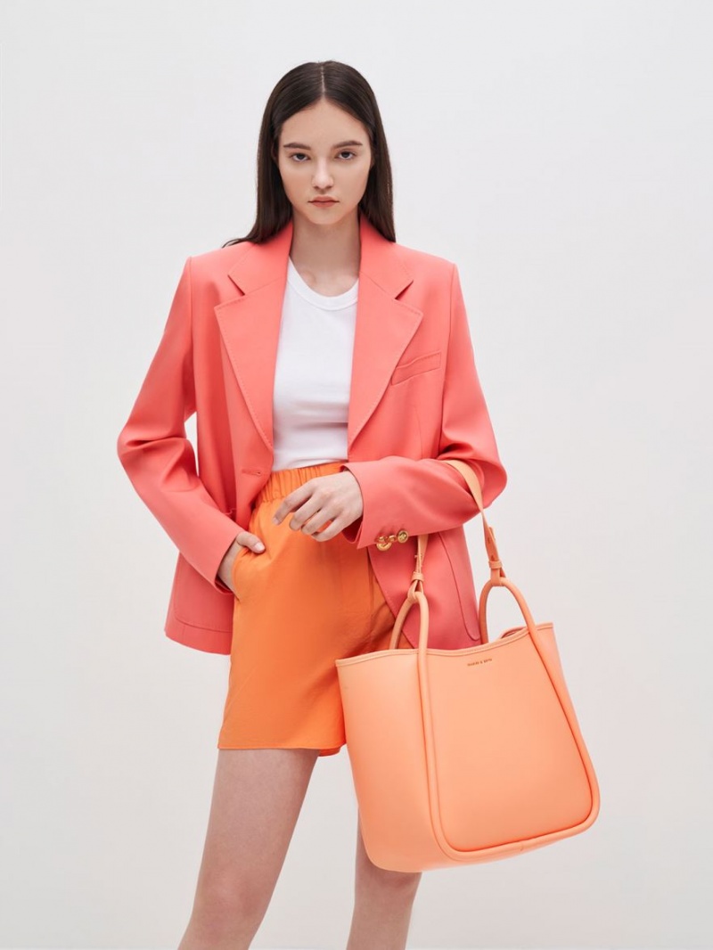 Charles & Keith Tubular Slouchy Tragetaschen Orange | 253NDBLRW