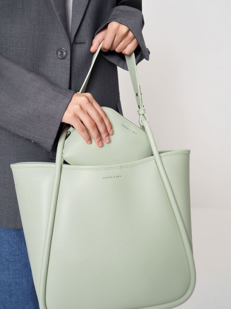 Charles & Keith Tubular Slouchy Tragetaschen Mintfarben | 493GSWBEU