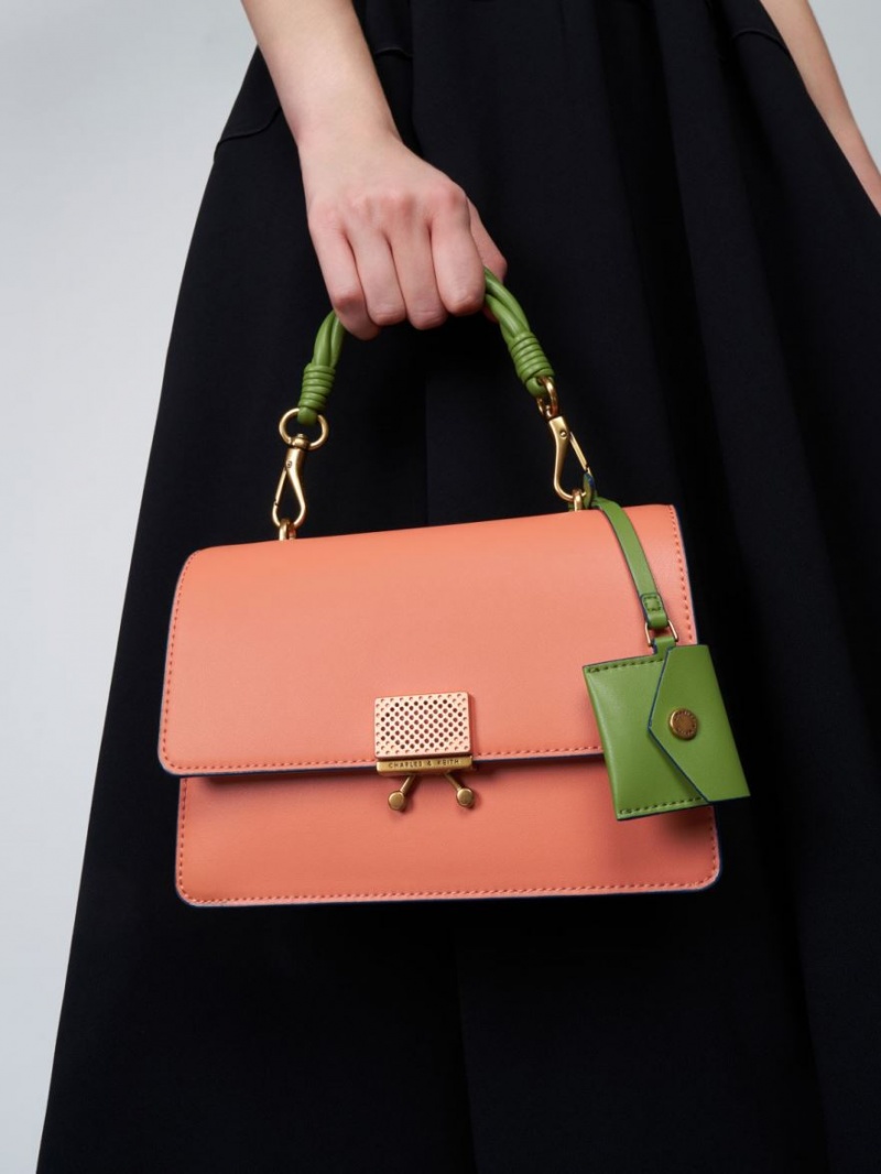 Charles & Keith Twisty Schultertaschen Orange | 549COTXYR