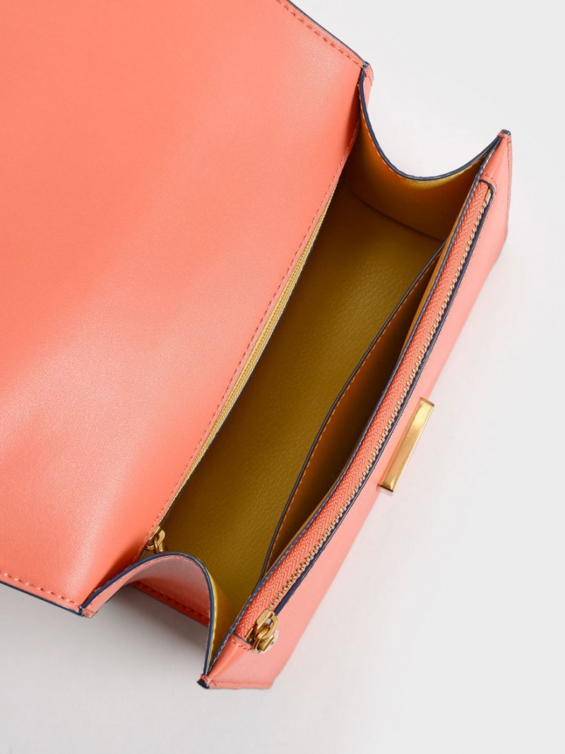 Charles & Keith Twisty Schultertaschen Orange | 549COTXYR