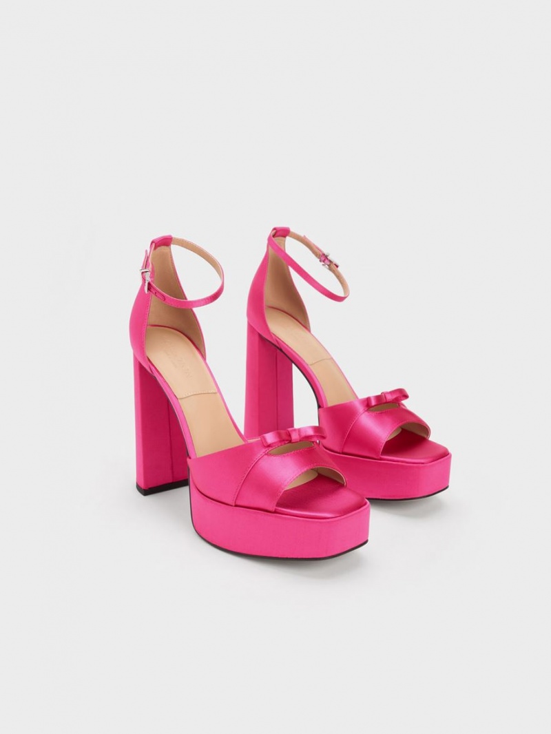 Charles & Keith Verona Recycled Polyester Plateausandalen Rosa | 902PAHVZD