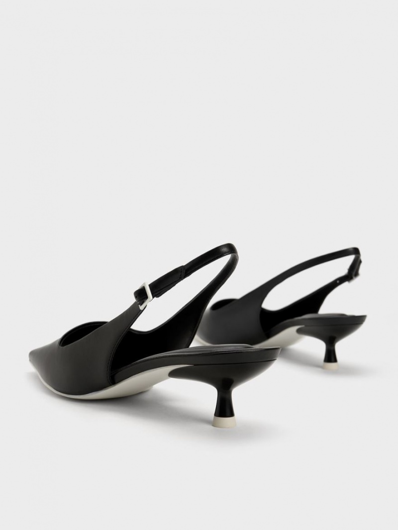 Charles & Keith Vita Square-Kappe Slingback Pumps Schwarz | 648XZKPWQ