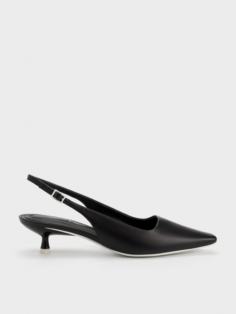 Charles & Keith Vita Square-Kappe Slingback Pumps Schwarz | 648XZKPWQ