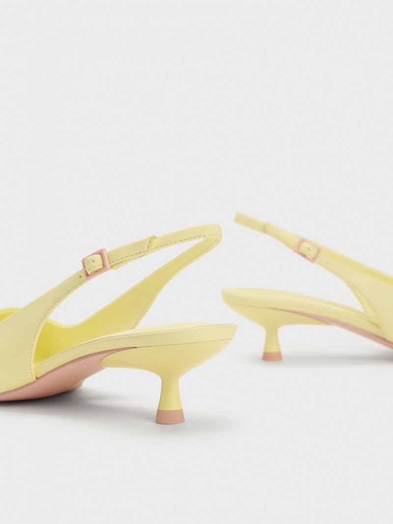 Charles & Keith Vita Square-Kappe Slingback Pumps Gelb | 094FILUGH