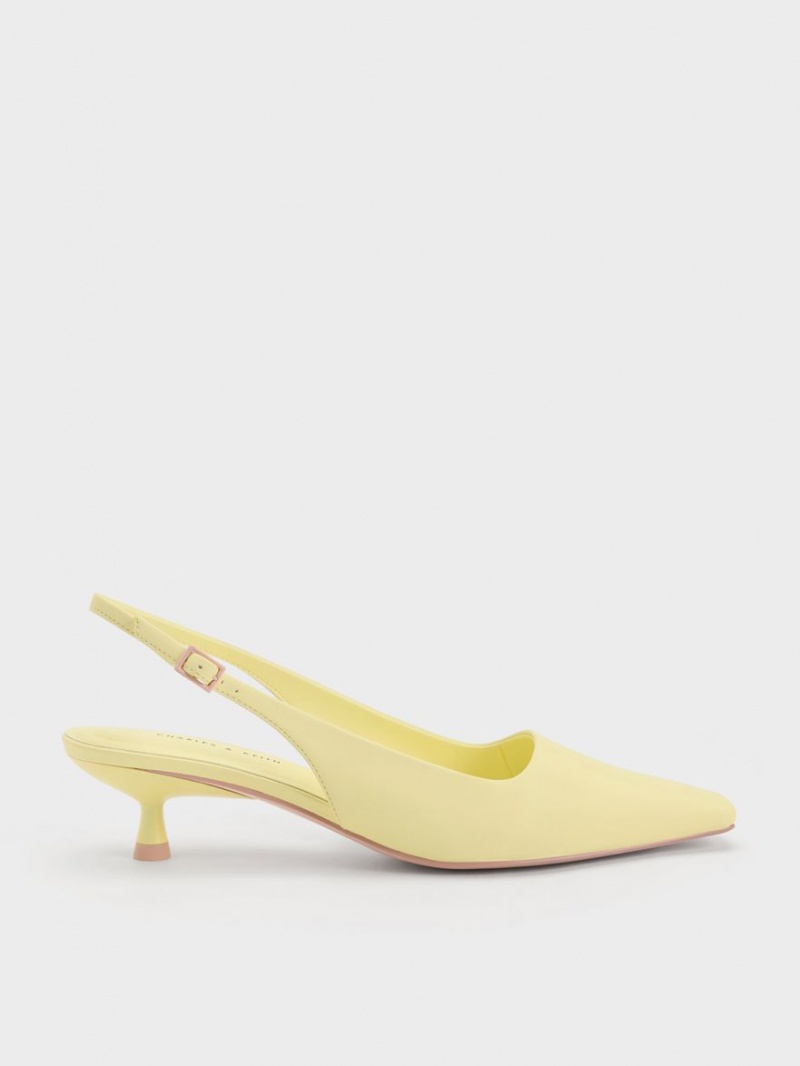 Charles & Keith Vita Square-Kappe Slingback Pumps Gelb | 094FILUGH